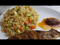 Fried rice with redfish.