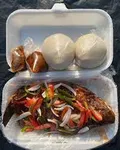 2 Balls of banku with tilapia