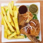 Fried yam with chicken wings