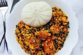 Bitter leaf soup with eba