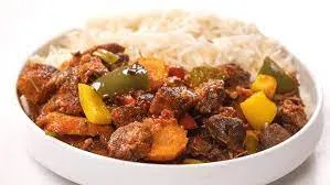 Plain rice with beef sauce