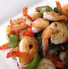 Prawns with green pepper & onions
