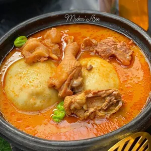 Banku with Groundnut soup