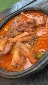 Banku with Palmnut Soup and chicken