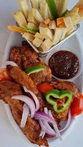 Yam chips with turkey